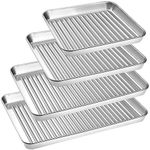 Baking Tray Set of 4, Essentials Stainless Steel Baking Sheet, Non Stick Oven Trays for Cooking and Roasting, Heavy Duty Easy Clean Baking Pan, Corrugated Design (Large Size)