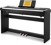 Donner Digital Piano Keyboard Weighted 88 Keys with Piano Stand, Beginner Home Electric Piano with Furniture Stand and Triple Pedal, DEP-20S Real Piano Touch