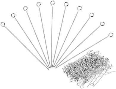 PATIKIL 100Pcs 304 Stainless Steel Jewelry Eye Pins 70mm 22 Gauge Silver Open Eye Pins for Jewelry Making DIY Craft Necklaces Bracelets Earrings