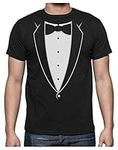 Printed Tuxedo Tshirt Men with Bow Tie Suit Funny Costume Novelty Mens Tux Shirt Medium Black