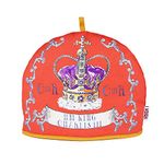 Muldale King Charles III Coronation Tea Cozy for Teapot Large British Crown Design - Insulated Large Teapot Cozy 100% Cotton with Extra Thick Wadding - Coronation Souvenirs - 2-6 Cups