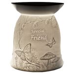 Cello Tealight Wax Melt & Oil Burner, Special Friend - Woodlands, Stunning Porcelain Decor. Wax Melt Burners or Essential Oil Burner and Fragrance Your Room.Friendship Candle