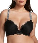Victoria's Secret Very Sexy Push Up Bra, Adds 1 Cup, Shine Strap, Bras for Women (32A-38DD), Black Lace, 34B