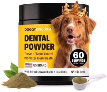 Doggykingdom Dog Dental Powder for Teeth Cleaning, Helps Reduce Plaque and Tartar with Natural Herbal Blend and Probiotics, Mild Taste, 60 Servings, 6.35oz, 180g