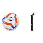 Nivia Shining Star Football/32 Panel/Rubberized Stitched/International Match Ball/ Size - 5 (Multic,Nivia Double Action Ball Pump, with Needle Air Pump for Sports Football, Volleyball, Basketball, Ru