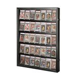 Odjaraye Graded Sports Card Display Case - 35 Baseball Card Display Case - Lockable Trading Card Frame Wall Display with UV Protection for Football Basketball Hockey Cards,Black