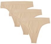 Balanced Tech Women's Seamless Thong Panties 3-Pack - Nude - Large