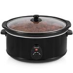 Andrew James 6.5L Slow Cooker, Removeable Easy Clean Ceramic Crock Pot Bowl, 3 Temperature Settings, Energy Efficient, Tempered Glass Lid, Cool Touch Handles & Non-Slip Feet (Black)