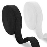 Pack of 2 White & Black Elastic for Sewing 1 Inch Wide, Total 14-Meter-Long (7-Meter-Each) Black & White Elastic Band Perfect for DIY Craft, Wig Band, Trouser, Headbands, & Dressmaking.