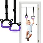 EXQ Home Kids Gymnastic Rings Pull up Rings for Chlidren Exercise,Indoor Gym Ring,Kids Gymnastics Rings with Adjustable Straps,Load Bearing 220lb,Purple Hands Tape (NO Bar)