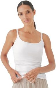 pact Women's Organic Cotton Camisole Tank Top With Built-in Shelf Bra Cami Shirt, White, X-Small