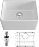 Farmhouse Sink, Eridanus 21 Inch x 16 Inch White Farm Sink Small Farmhouse Kitchen Sink Apron Sink Undermount Kitchen Sink Single Bowl Prep Bar Sink, Laundry Sink with Bottom Grid and Strainer Drain