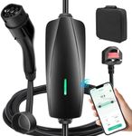 EVJUICION EV Charger APP Control 6M, 6-13A Adjustable Current, 0-24 Hours Delayed Timer, Max. 3.3kW, EV Charger Cable Type 2 to 3 Pin Plug, Wifi & Bluetooth Connection, IP65 Waterproof