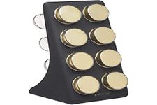 MasterClass Herb and Spice Rack Set with 8 Brass Finish Lidded Jars and Gift Box, Black Effect, 9 Piece