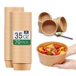 35 Oz Large Paper Bowls, 70 Pack Disposable Soup Bowls Plastic Free Party Supplies for Hot/Cold Food, Soup