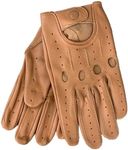 Genuine Leather Driving Gloves (Tan, Small)