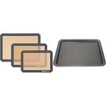 Amazon Basics Silicone Baking Mat - 3-Piece Set & Prochef Essentials Medium Baking/Oven Tray, Premium Quality, Easy to Clean with Non-Stick Coating