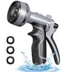 Garden Hose Nozzle,2023 Upgrade Hose Nozzle,8 Adjustable Watering Patterns Hose Sprayer Nozzle & Water Hose Nozzle, Hose Sprayer Suitable for Watering Plants/Washing Cars/Showering Pets (Grey)