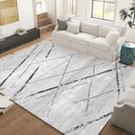 JINCHAN Area Rug 8x10 Moroccan Rug Black Grey Foldable Thin Rug Modern Geometric Accent Rug Soft Rug Indoor Non Slip Gray Carpet Kitchen Living Room Bedroom Dining Room