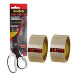 Scotch 3M Scotch Scissors and Packing Tape Combo | Scotch Light Weight 8 Multipurpose Scissor + 3M Scotch Packing Tape 48mm x 50m White(Pack of 2)