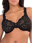 Smart & Sexy Women's Plus Size Signature Lace Unlined Underwire Bra with Added Support, Black Hue, 44DD