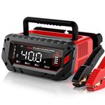 40 AMP Car Battery Charger, 6V/12V/24V Lead-Acid, Lithium, LiFePo4 Smart Battery Charger, Large Screen Trickle Charger, Fully Automatic Chargers and Maintainer for Car, Motorcycle, Lawn Mower