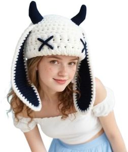 Knit Beanie Hats Cute Bunny Long Ears Funny Hat Winter Cap Warm Knit Rabbit Crochet Skull Cap Outdoor Slouchy Hat ski hat