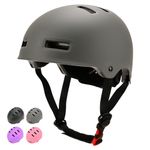LOKJIJI Adjustable Kids Bike Helmet for Boys Girls Youth Adult, Kids Protective Helmets for Multi-Sports Skateboard Scooter Bicycle Cycling Skating (Gray, Medium)
