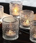 Capaniel 12 Packs Tea Lights Candle Holder, Glass Votive Candle Holders in Bulk for Centerpieces, Baby Shower, Birthday Party, Home Decor