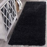 imsid Polyester Anti Slip Shaggy Fluffy Fur Rugs and Offices, Kitchens, Bedroom, Living Room and Cabins (1.5x4 feet, Black)