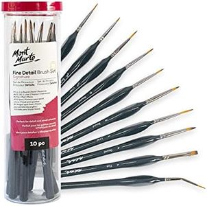 Mont Marte Fine Brush Set - 10 Fine Brushes - Ideal Detail Brushes for Acrylic Paints, Watercolours, Oil Paints
