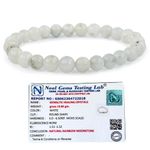 Gemaltic Healing Crystals Natural Lab Certified Gorgeous Semi-Precious Gemstones Round Beads Stretch Bracelet 7 Inch Unisex (8MM, Rainbow Moonstone AAA)