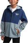 Reebok Boys' Jacket - Lightweight Polar Fleece Lined Softshell Jacket with Hood - Weather Resistant Jacket for Boys (8-20), Size 10-12, Blue Slate