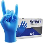 HIVEHYPE Disposable Nitrile Gloves Powder & Latex Free, Touch Screen Exam Disposable Non-Sterile Nitrile Gloves, Multi-Purpose Gloves, Disposable, Extra Strong, Box of 100 (SMALL)