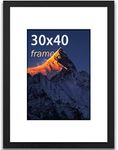 wyewye 30x40 Picture Frame, 30 x 40cm Wooden Photo Frame, Picture Frames 30cm x 40cm, with Plexiglass and Mount, Picture Frames for Only Wall Mount, Solid Wood, Black, Pack of 1