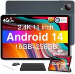 DOOGEE T30S 2024 Newest Tablet 11'' Android 14 16GB+256GB/1TB TF Octa-Core, 2.4K Display, 8580mAh, 4G-LTE Android Tablet, Bluetooth 5.0+2.4G/5G WiFi Tablet, Tablets with Pen, Keyboard, Mouse&Case-Gray