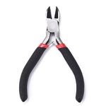 PandaHall 1pcs Carbon Steel Side Cutter Pliers 110mm Long Mini Pliers Tools Jewelry Pliers for DIY Jewelry Making Repair, Black