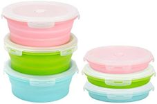 trrcylp 3Pack Collapsible Silicone Food Storage Containers with Lid Foldable Lunch Bowls for Microwave Freezer Dishwasher Safe (800ml Round)