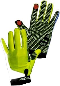 Reflective Summer Cycling Gloves for High Visibility [Full Finger] – Fluorescent Hi-Vis Gloves with Biomotion Safety, Gel Padding & Touchscreen Fingers (Small)