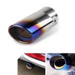 Jewkot 1 PC Car Exhaust Muffler, Adjustable Intake Straight Stainless Steel Exhaust Pipe Exhaust Pipe Head, Exhaust Tips Bolt-On Design Exhaust Tailpipe, Compatible with Car Models (Roasted Blue)