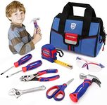 WORKPRO 9-Piece Kids Real Hand Tool Set, Blue Junior Tool Kit with Storage Bag for Boys, Girls, Children DIY Building and Woodworking, Age 8+