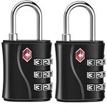 ZHEGE TSA Approved Luggage Locks, 3 Digit Padlock for Suitcase, Backpack, Laptop Bag and Handbag, Suitcase Lock for Gym, Drawer (Black, 2 Pack)