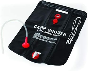 Camco Outdoor Natural Solar Shower with On-Off Valve for Campsites - Holds 5 Gallons of Water, Sufficient for 3-4 Showers, Excellent for Camping, Hiking, RVing, and Traveling (51368), White