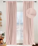 100% Blackout Shield Linen Blackout Curtains for Bedroom,Back Tab/Rod Pocket Living Room Drapes,Thermal Insulated Textured Blackout Curtains 2 Panels Set,Blush Pink,50" W x 108" L