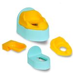 Pottychair (Yellow) Sqwhat 3-in-1 Indian/Squat style and western style potty chair, with an adaptable toilet seat/adapter with removable collection tray, 12 months to 6 years or max 20kgs/110cms tall