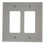 Leviton PJ262-GY 2-Gang Decora/GFCI Device Wallplate, Midway Size, Gray