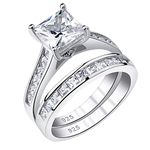 Newshe Wedding Rings for Women Engagement Ring Sets Princess 925 Sterling Silver Cz 1.8Ct Size 8