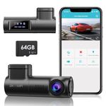 Sarmert Front Dash Cam 2K 64G SD Card Built-in WiFi,Dash Camera for Cars with 0.96" LCD Display,Car Camera with Night Vision Loop Recording G-Sensor 24 Hours Parking Monitor APP 150°Wide Angle