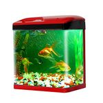 JAINSONS PET PRODUCTS Fish Aquarium Small Tank-15 LTR (Colour May Vary) Desktop Aquarium Tank with LED and Filter Tank Size- 12X10.5X7 Inches (Model BG-301)