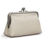 Genuine Leather Triple Frame Aubrey Purse by Yoshi (Warm Grey)